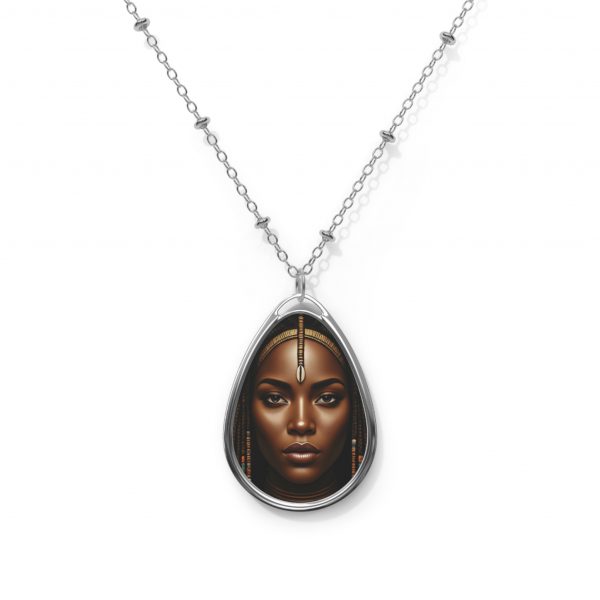 Oval Necklace, African Goddess Jewelry, Tribal Diva Pendant, Ethnic Empowerment