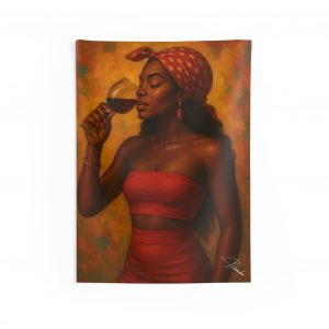 Elegant African American Woman Tapestry, Boho Home Decor, Vibrant Wall Hanging, Living Room Art, Cozy Aesthetic