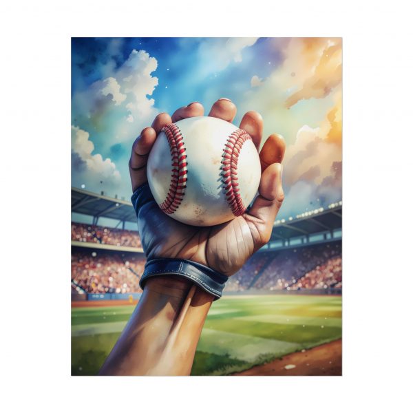 Baseball Glove & Ball Rolled Poster — Stadium Sports Wall Art