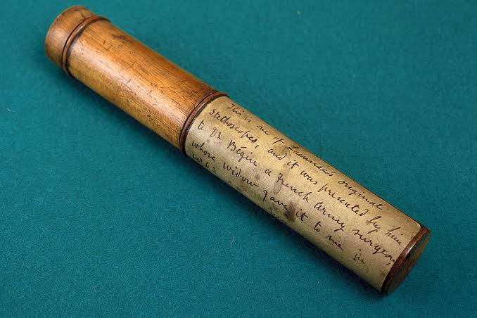 Laennec's hollow wooden stethoscope. Source: Past Medical History