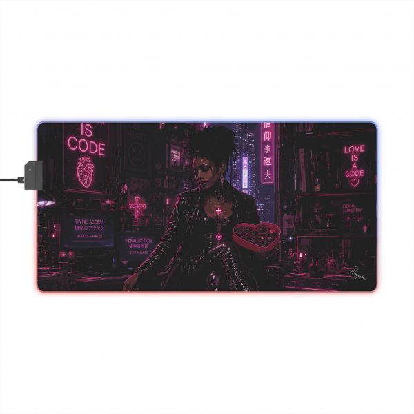 LED Mouse Pad, Religious Chick Cyberpunk Desk Mat, Gaming Mat for Gamers and