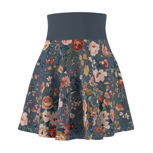 Floral Vintage Skater Skirt – Dusty Blue Rose Design