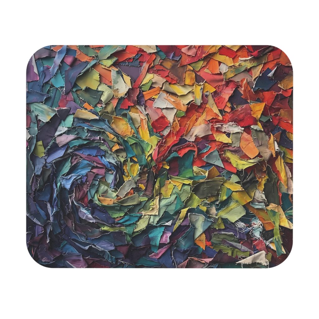 Abstract Rainbow Petal Mouse Pad &mdash; Colorful Textured Mouse Pad