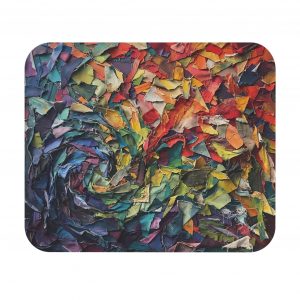 Abstract Rainbow Petal Mouse Pad &mdash; Colorful Textured Mouse Pad