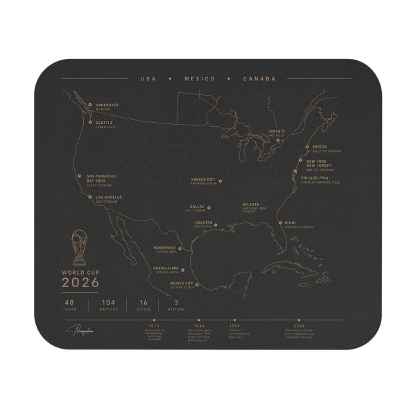 World Cup 2026 Map Mouse Pad — USA Mexico Canada Soccer Stadium Locations