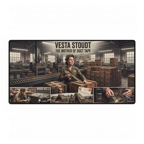Vesta Stoudt The Mother of Duct Tape, Desk Mat | Industrial Vintage Artwork