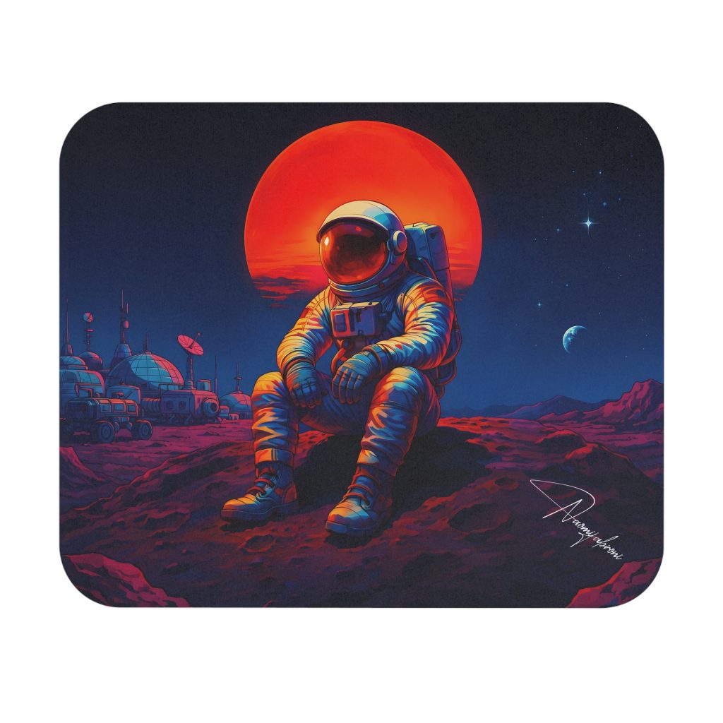 Astronaut Sitting on Mars Mouse Pad | Space Sci‑Fi Desk Mat