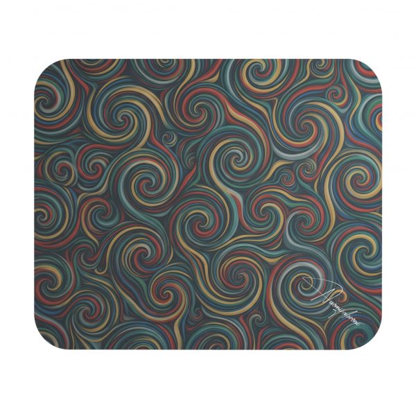 Retro Swirl Rectangle Mouse Pad — Colorful Vintage Spiral Desk Mat