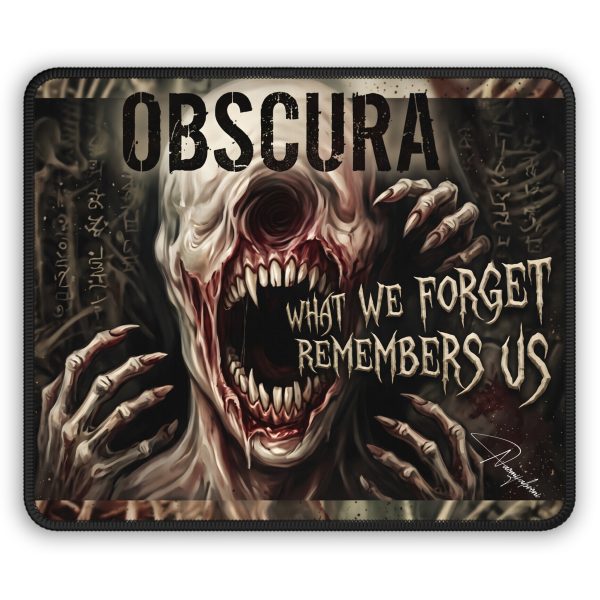 Halloween Gaming Mouse Pad — Obscura 'What We Forget Remembers Us' Horror Design