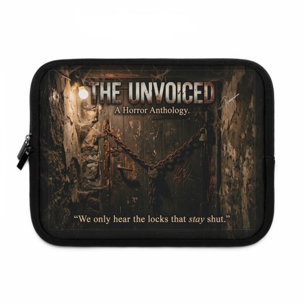 Horror Anthology Laptop Sleeve — "The Unvoiced" Design (We only hear the locks that stay shut)